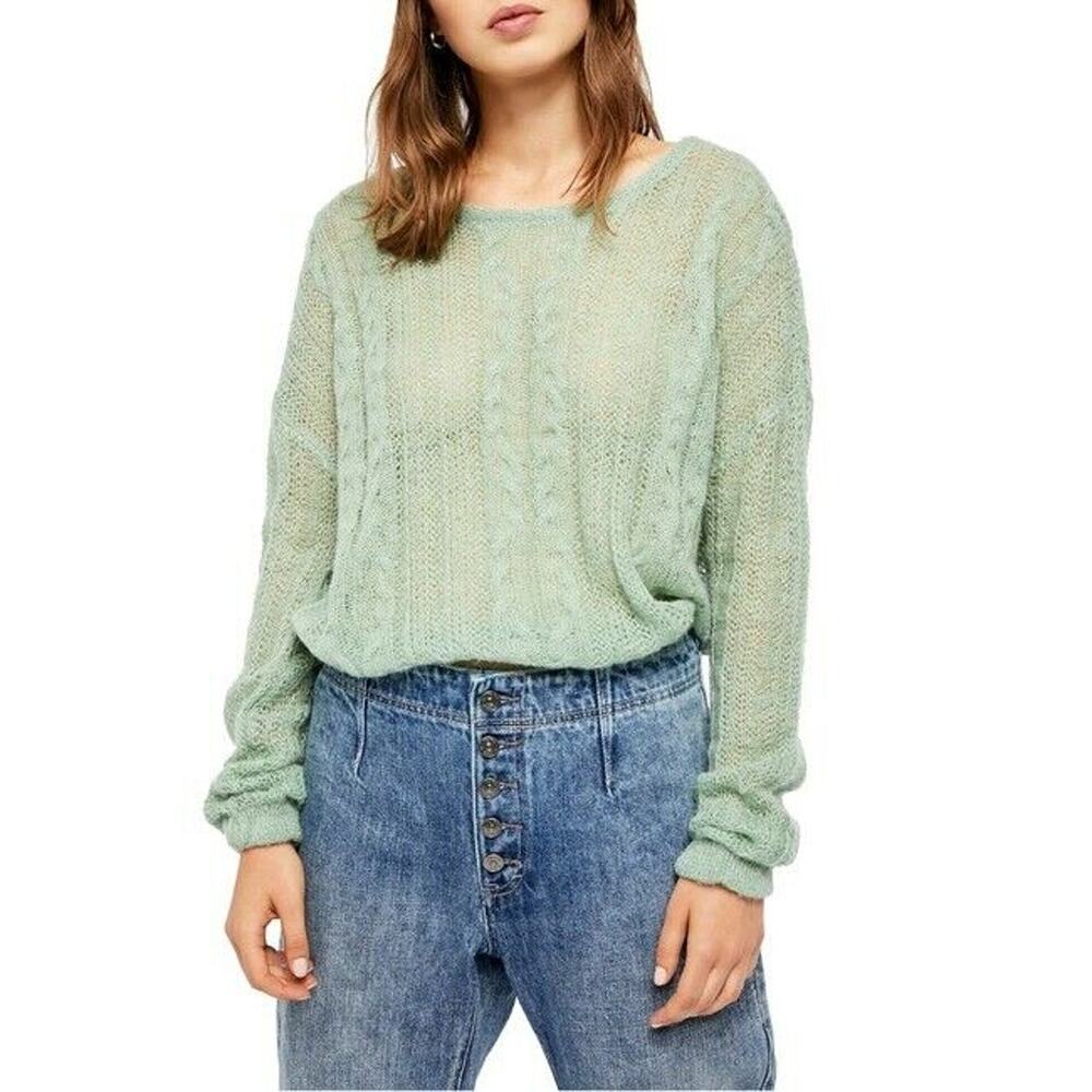 Free People Angel Soft Pullover Sweater Thin Knit Mint M Medium NEW